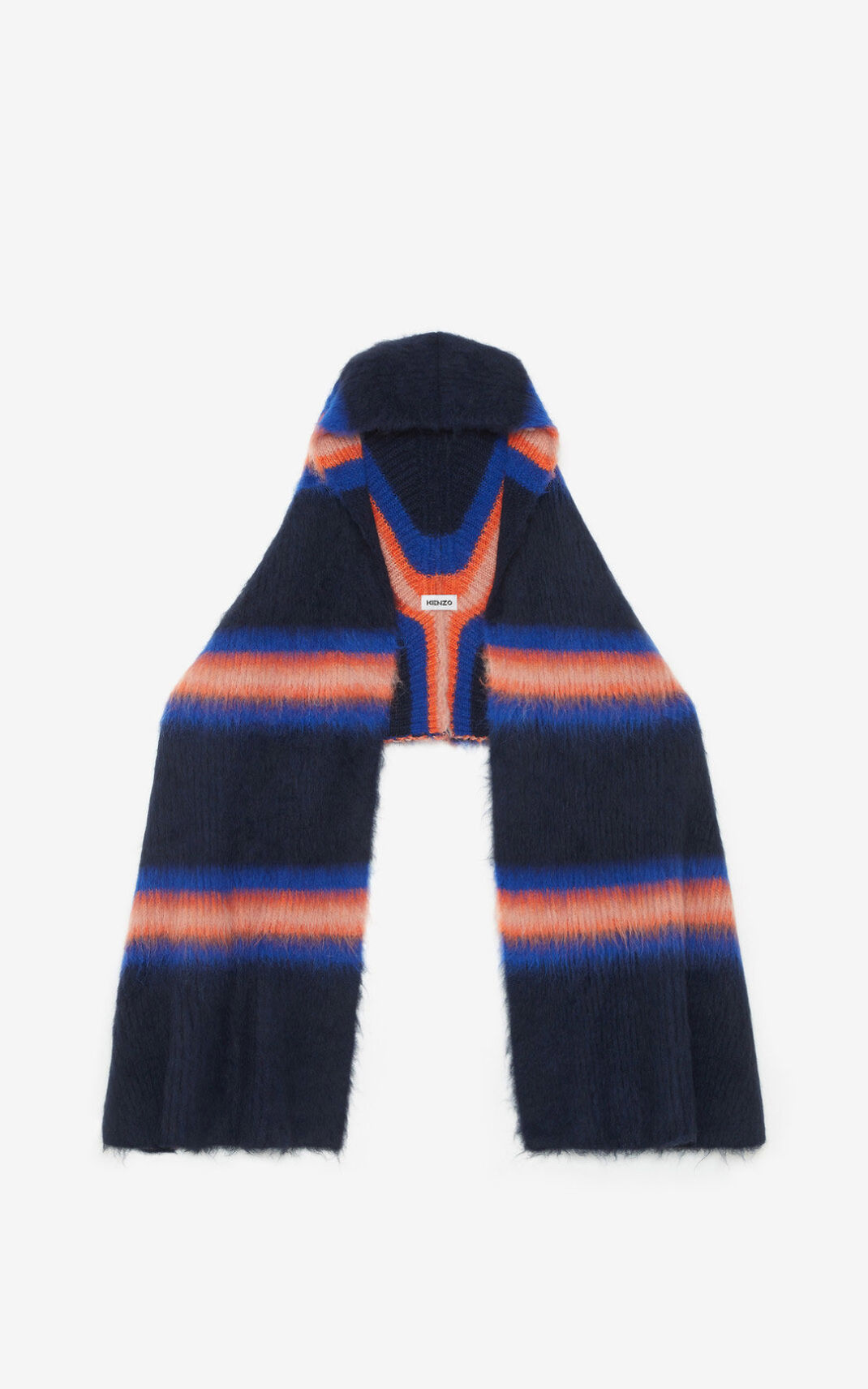 Kenzo Striped alpaca wool Atkı Erkek Mavi | 0648-NBQFJ